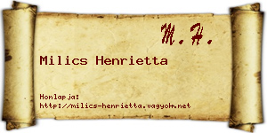 Milics Henrietta névjegykártya