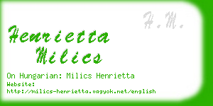 henrietta milics business card